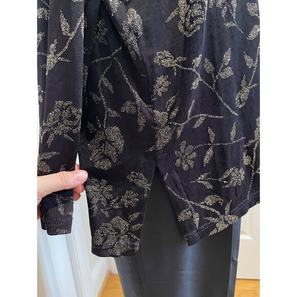 Vtg Impressions Womens Slinky Floral Glitter Top Size L NYE Dark Fairy Indie 90s - Picture 4 of 15